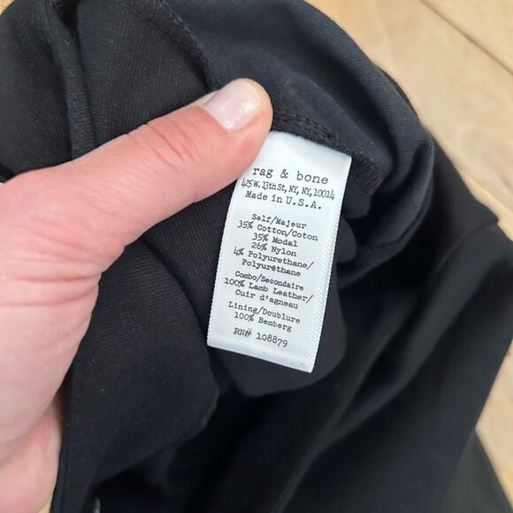 Rag & Bone Moto Leather Panel Ankle Zip Black Pants - Picture 6 of 12